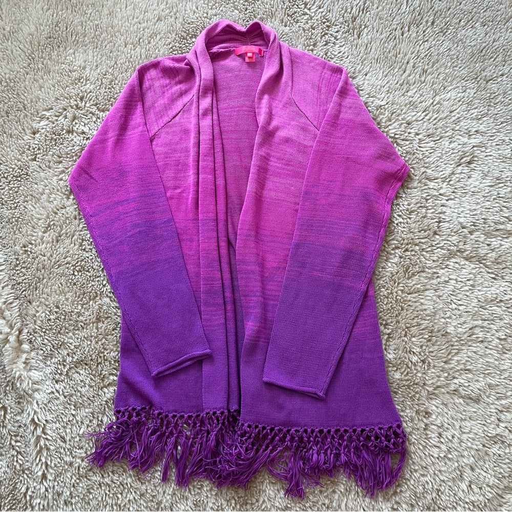 Lilly Pulitzer XXL Tatum Ombre Fringe Cardigan